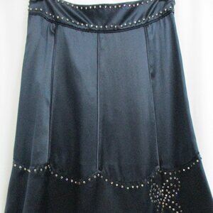 Marc Jacobs Navy Silk Skirt w/Rhinestone Trim & Bow  Size: 2. NWT